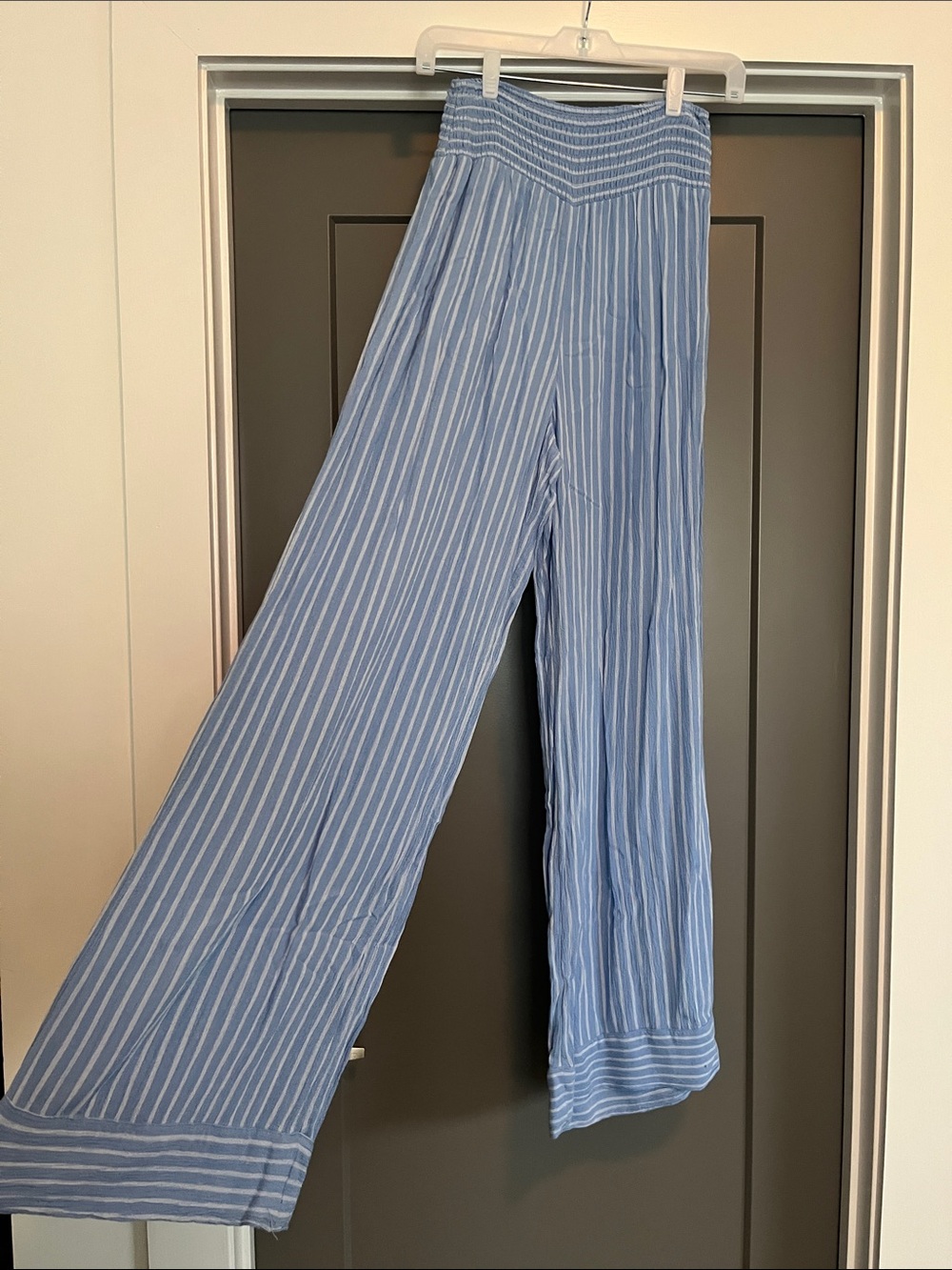 Billabong Blue and White Striped Wide-Leg Beach Pants